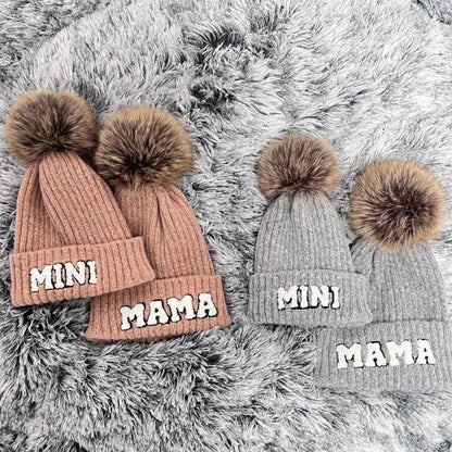 mama + mini pom beanie - basil boutique