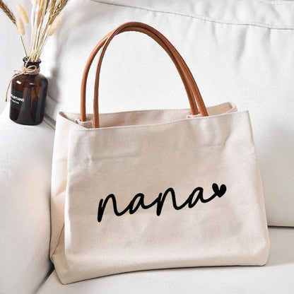 mama + nana script travel tote - basil boutique