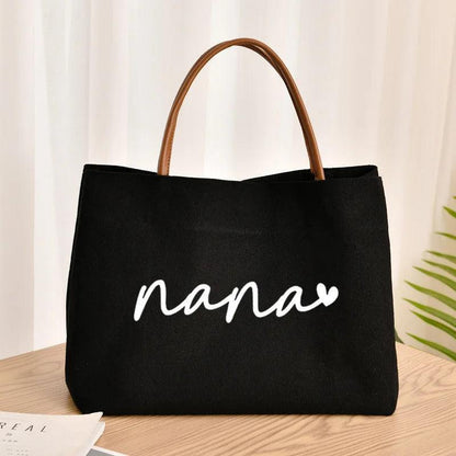 mama + nana script travel tote - basil boutique