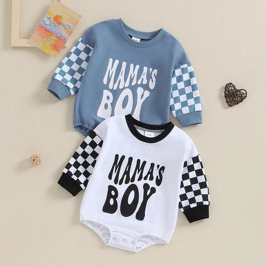 mama's boy checkered onesie - basil boutique