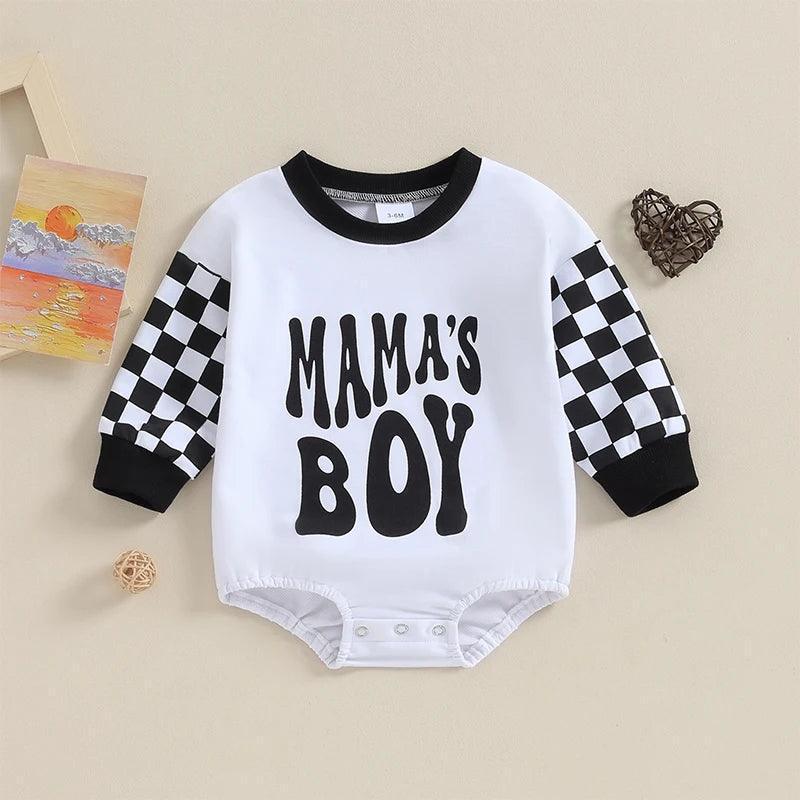 mama's boy checkered onesie - basil boutique