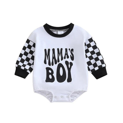 mama's boy checkered onesie - basil boutique