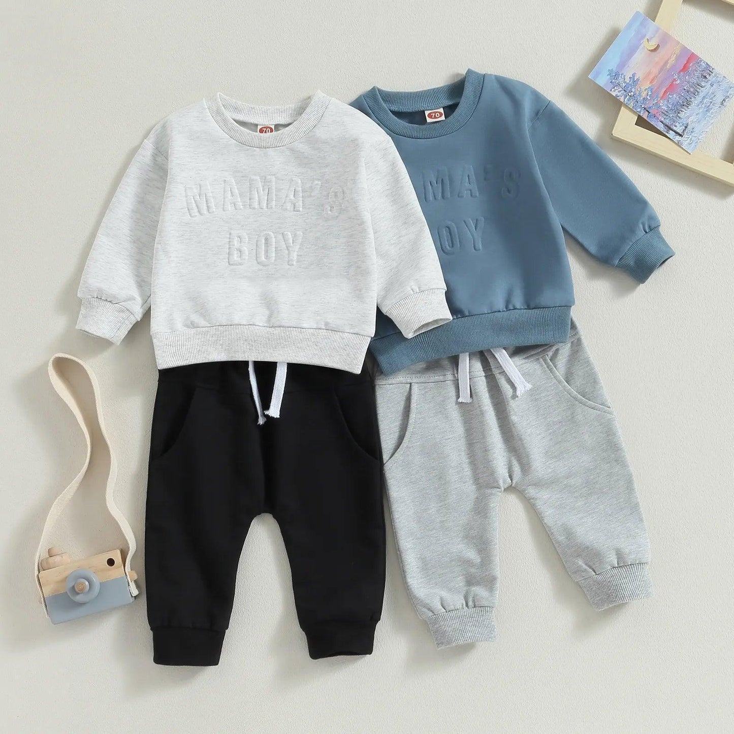 mama's boy puff letter outfit - basil boutique