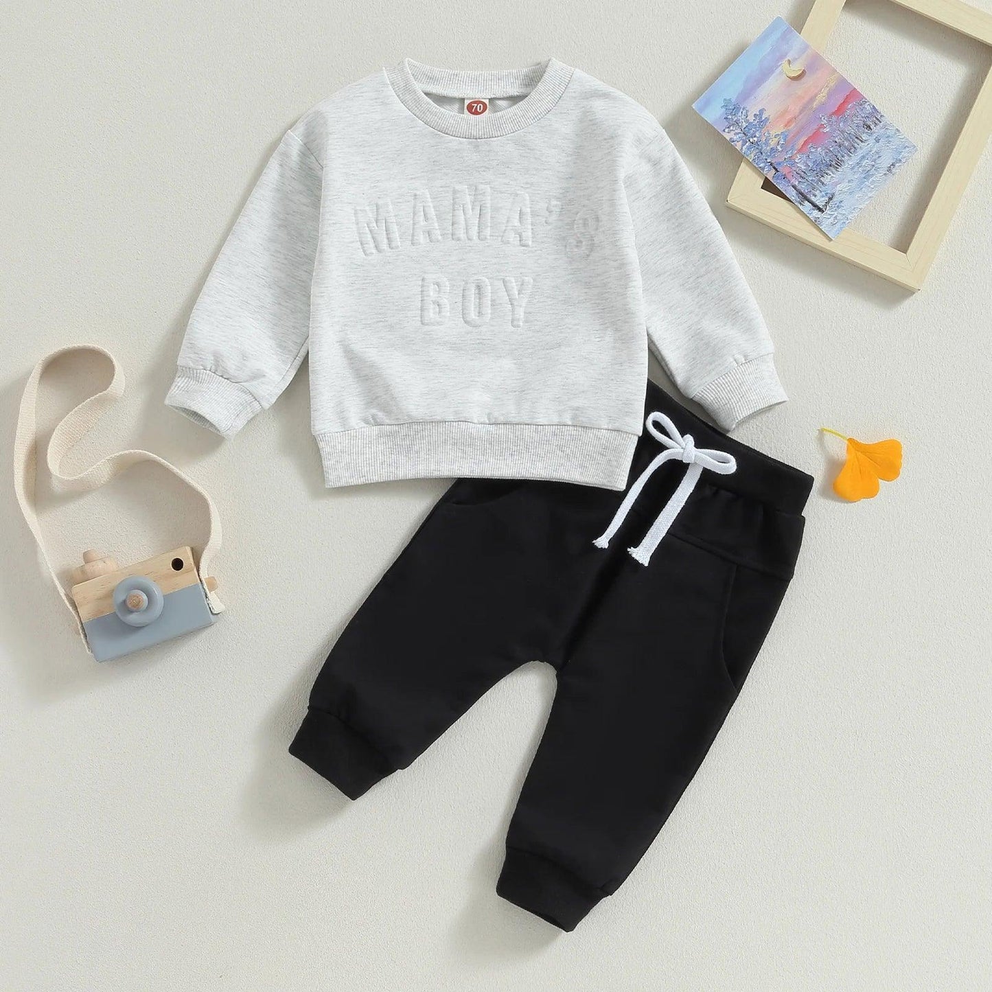 mama's boy puff letter outfit - basil boutique