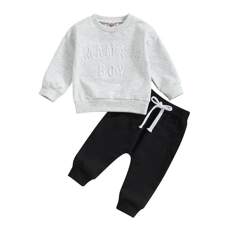 mama's boy puff letter outfit - basil boutique