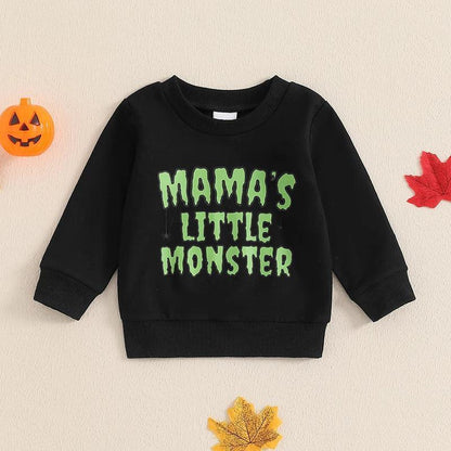 mama's little monster kids crew sweatshirt - basil boutique