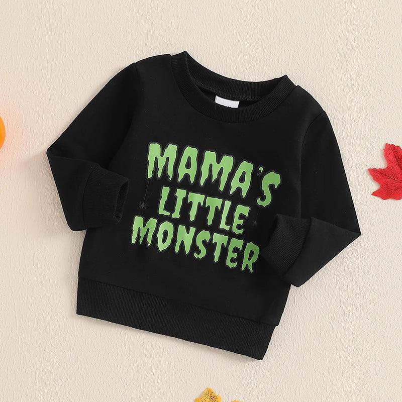 mama's little monster kids crew sweatshirt - basil boutique