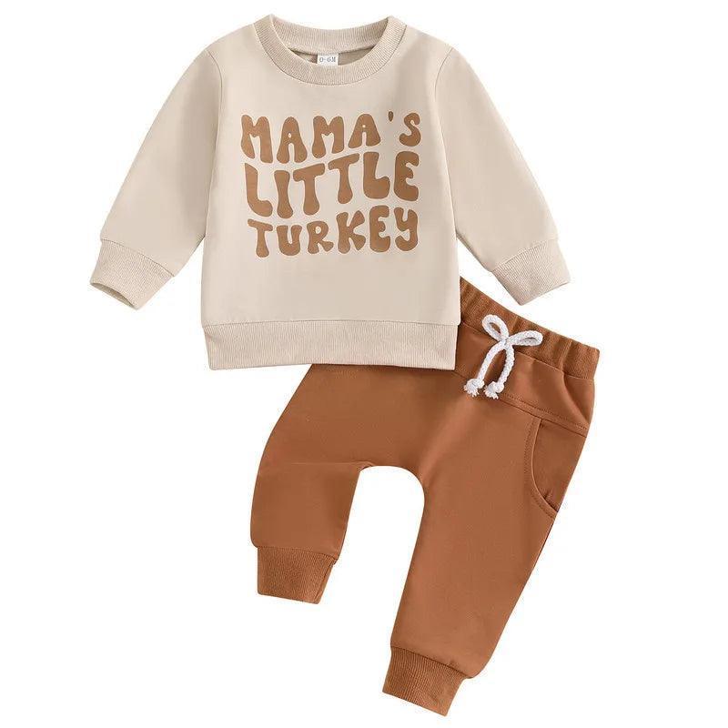 mama's little turkey kids outfit - basil boutique