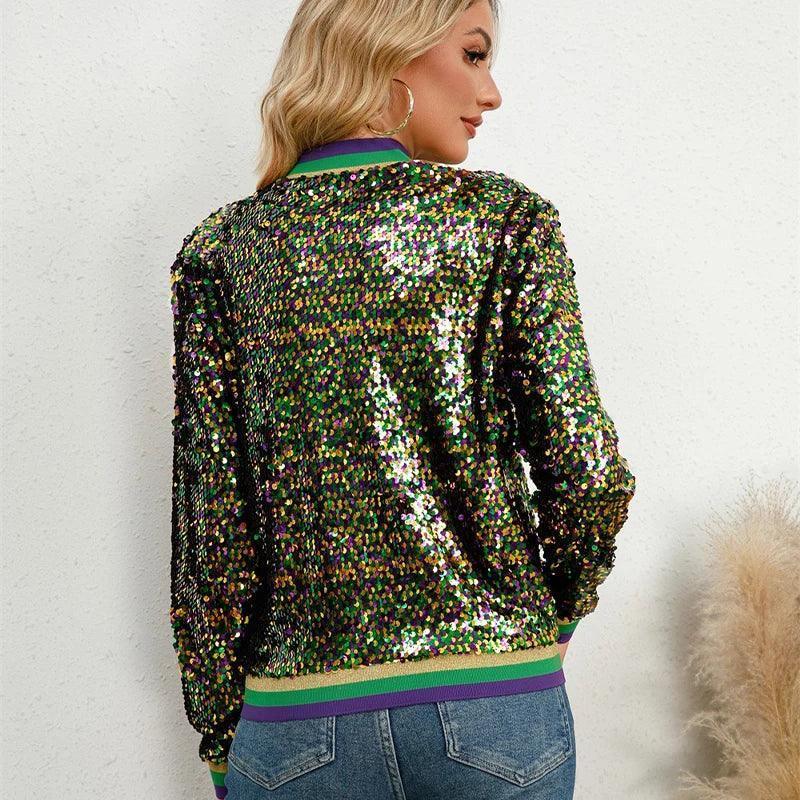 mardi gras sequin jacket - basil boutique