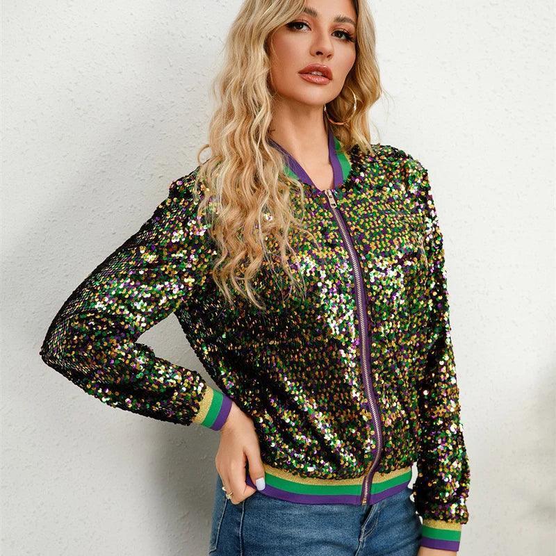 mardi gras sequin jacket - basil boutique