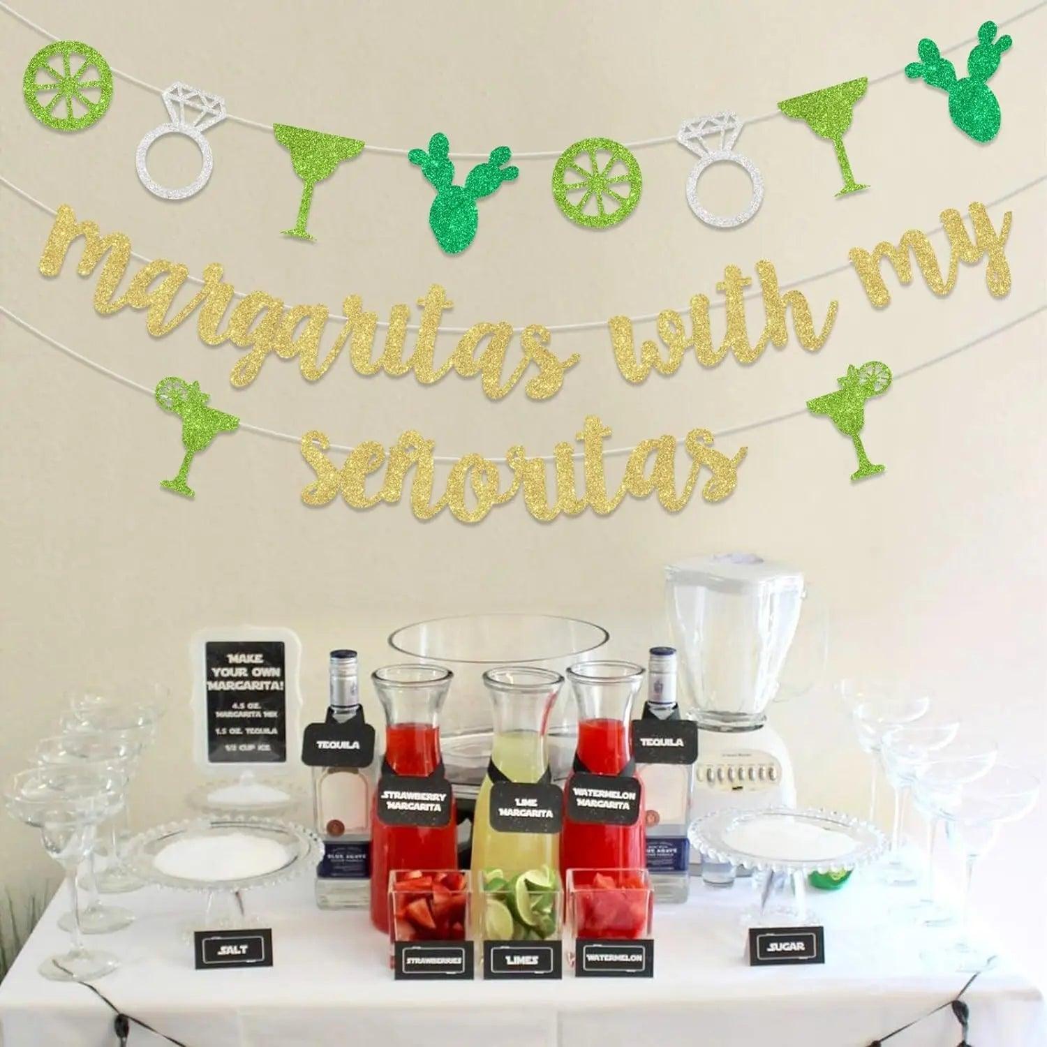 margaritas with my senoritas banner - basil boutique