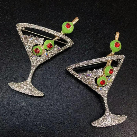 martini rhinestone earrings - basil boutique