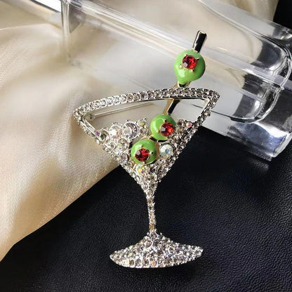 martini rhinestone earrings - basil boutique