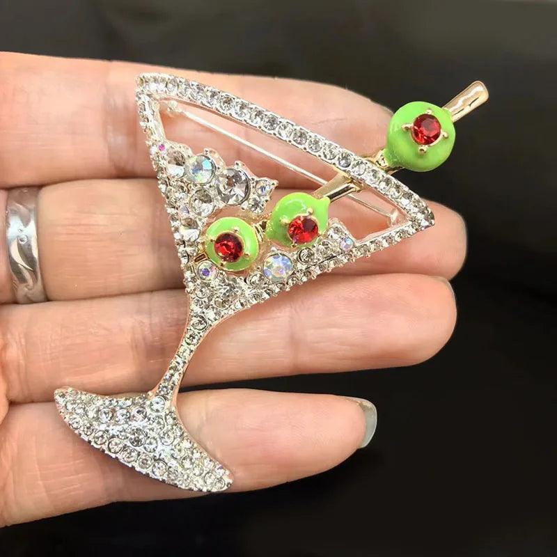 martini rhinestone earrings - basil boutique