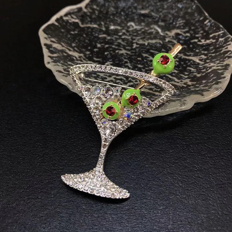 martini rhinestone earrings - basil boutique