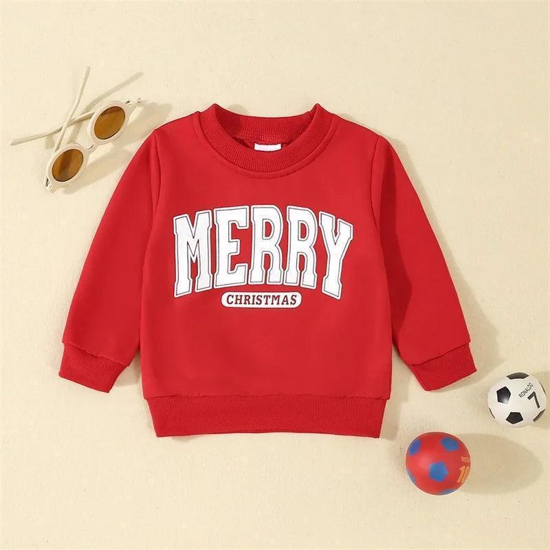 merry christmas vintage kids crew sweatshirt - basil boutique