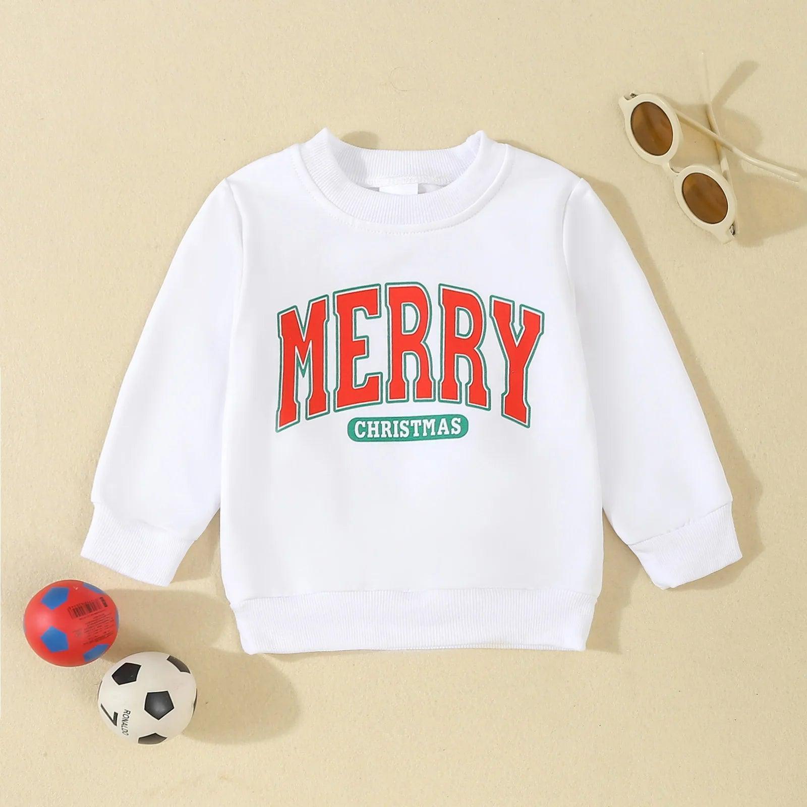 merry christmas vintage kids crew sweatshirt - basil boutique