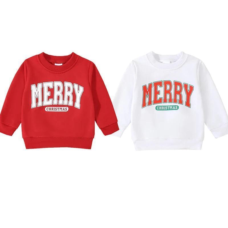 merry christmas vintage kids crew sweatshirt - basil boutique