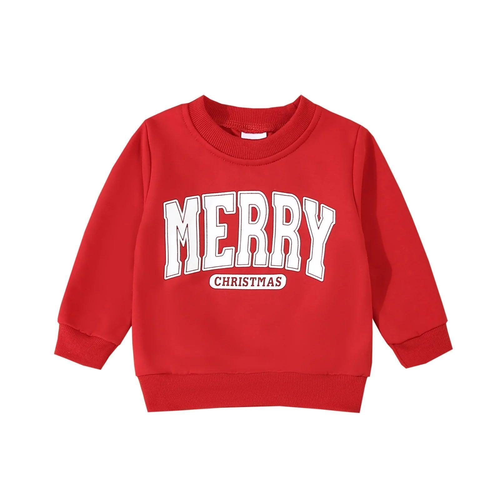 merry christmas vintage kids crew sweatshirt - basil boutique