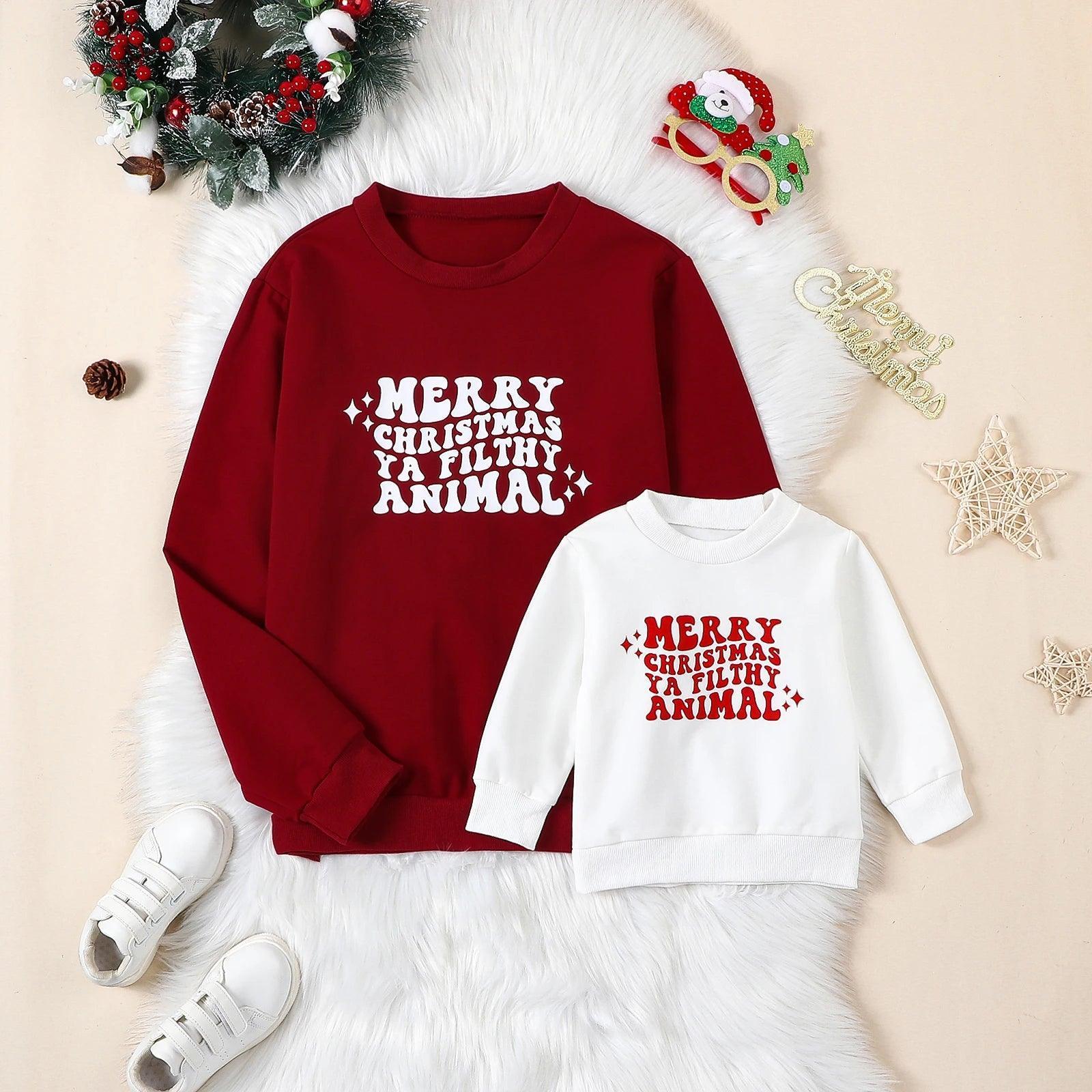 merry christmas ya filthy animal matching set - basil boutique