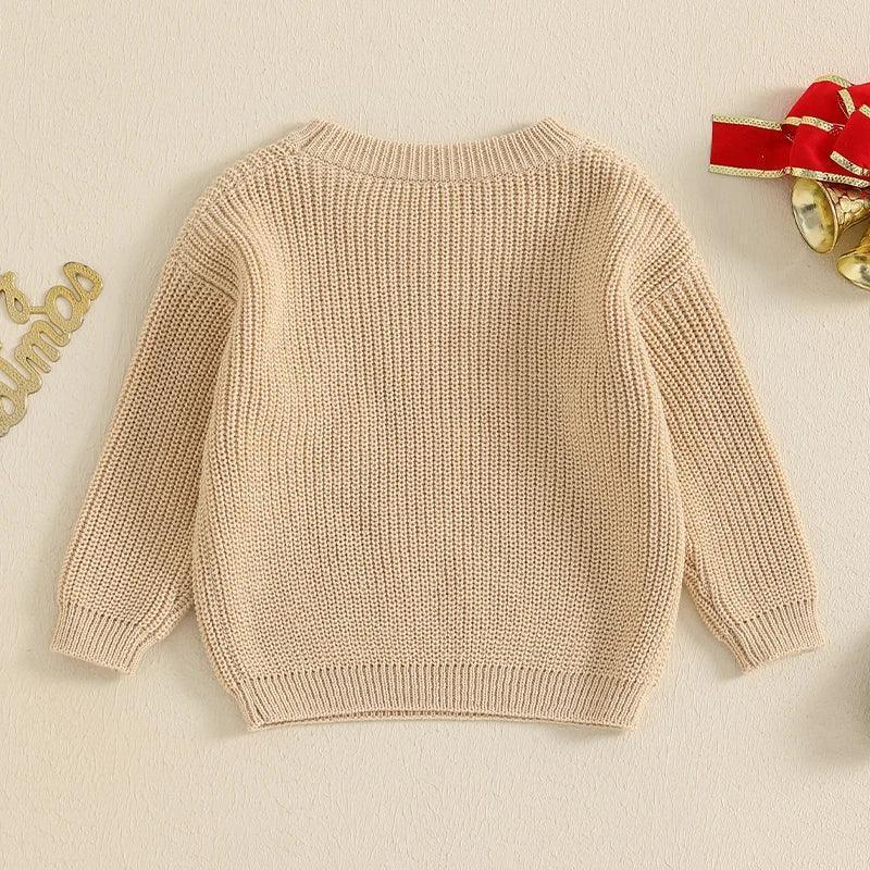 merry everything knit kids crew sweater - basil boutique