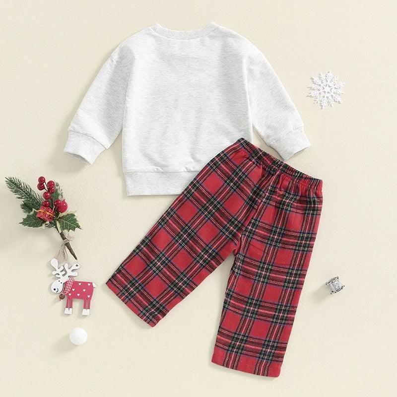 merry plaid kids pajamas - basil boutique