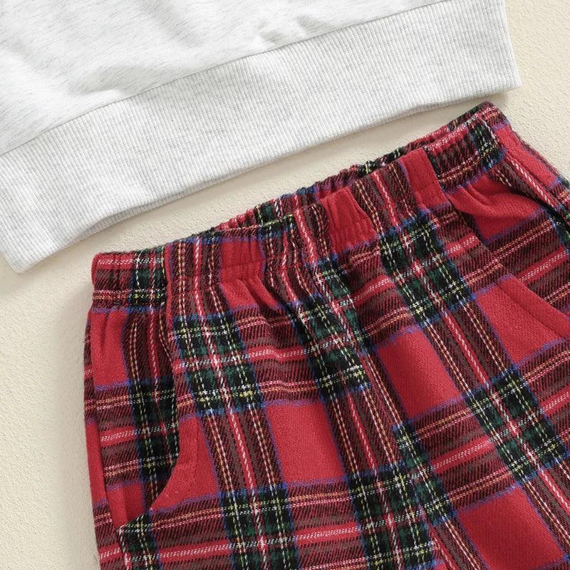 merry plaid kids pajamas - basil boutique