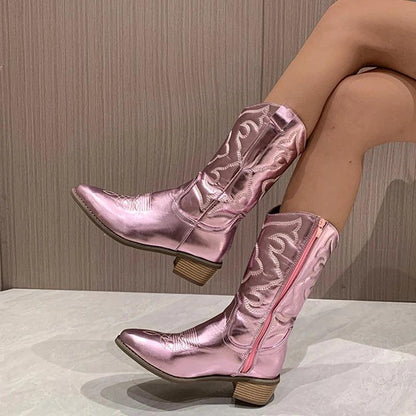 mid-calf cowgirl boots - basil boutique