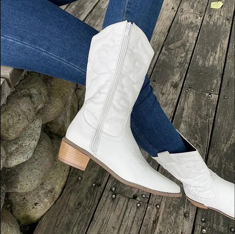 mid-calf cowgirl boots - basil boutique