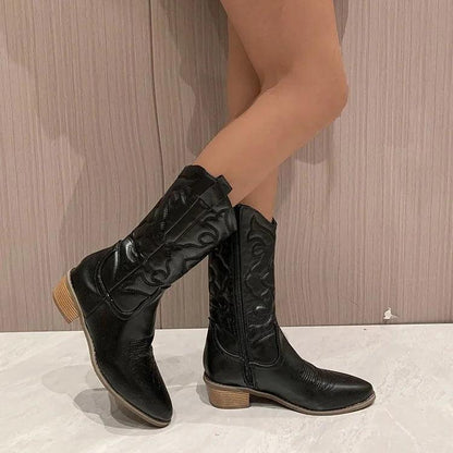 mid-calf cowgirl boots - basil boutique