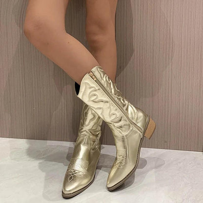 mid-calf cowgirl boots - basil boutique