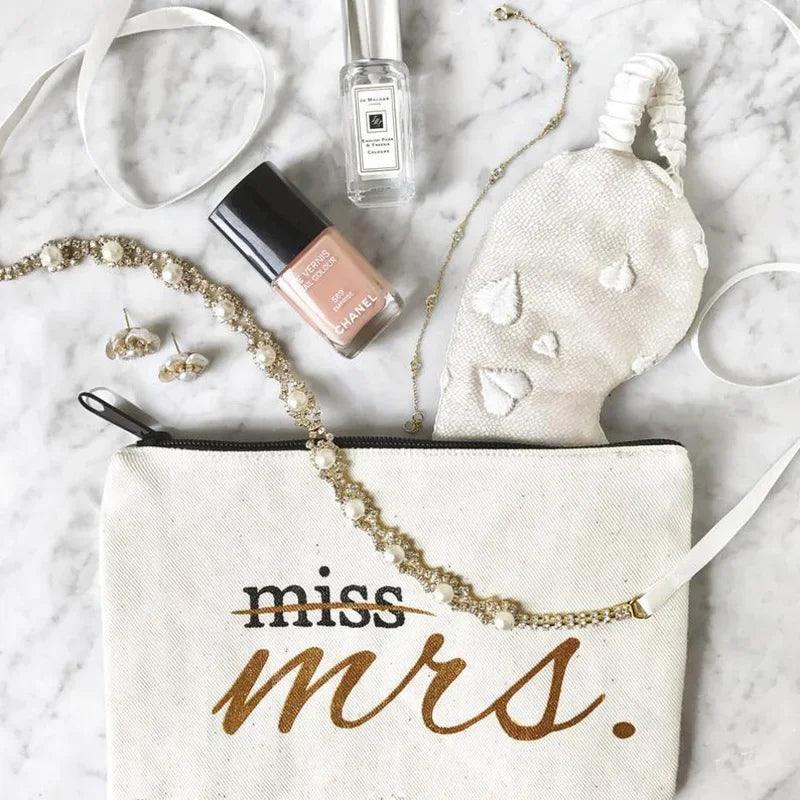 Miss to Mrs Future Mrs Cosmetic Makeup Bag Wedding Engagement Bridal Shower Bride to be Gift Bachelorette hen Party decoration - basil boutique