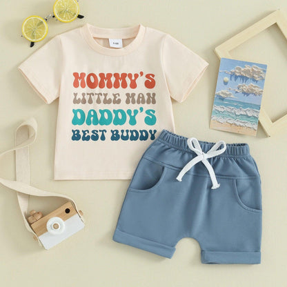 mommy's little man + daddy's best buddy outfit - basil boutique