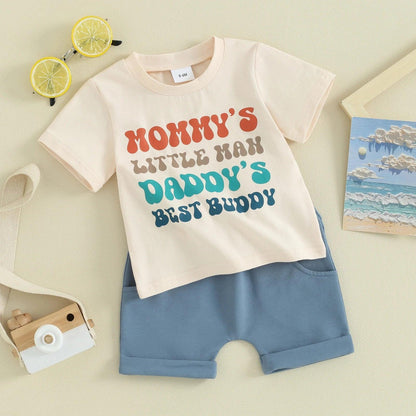 mommy's little man + daddy's best buddy outfit - basil boutique