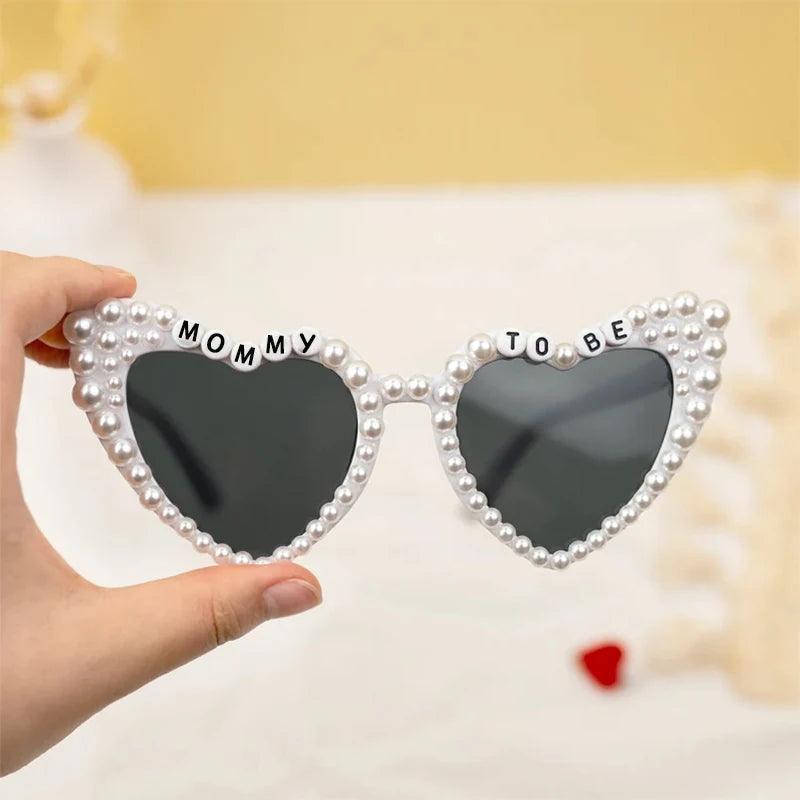 mommy-to-be pearl heart sunglasses - basil boutique