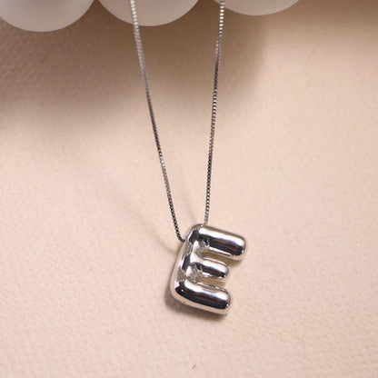 monogram balloon font necklace (silver) - basil boutique