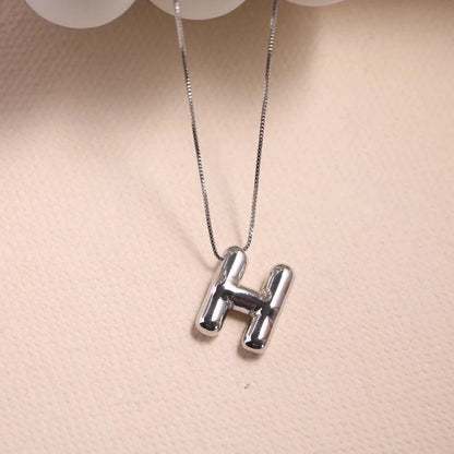 monogram balloon font necklace (silver) - basil boutique