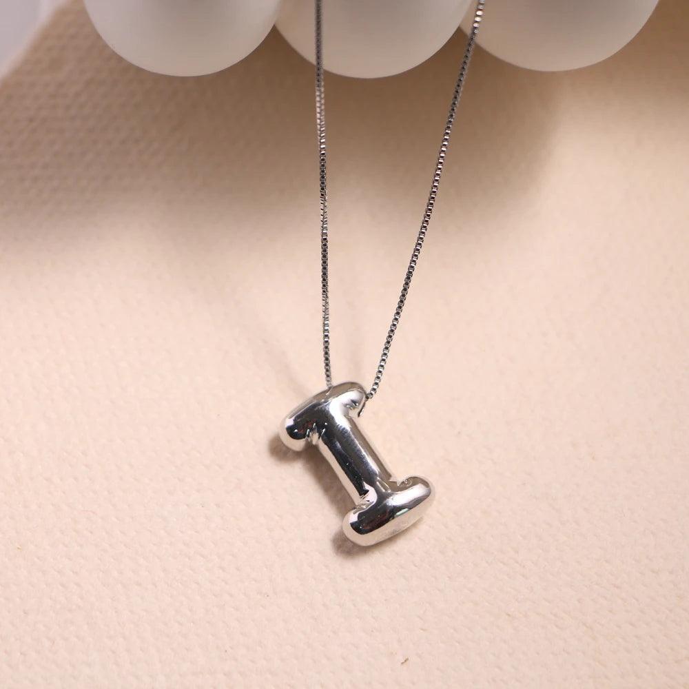 monogram balloon font necklace (silver) - basil boutique