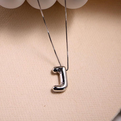 monogram balloon font necklace (silver) - basil boutique