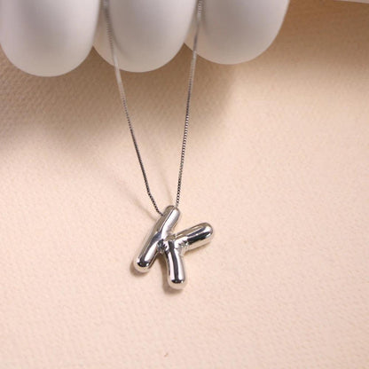 monogram balloon font necklace (silver) - basil boutique