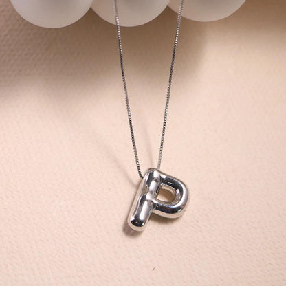 monogram balloon font necklace (silver) - basil boutique