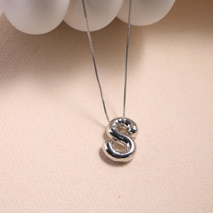 monogram balloon font necklace (silver) - basil boutique