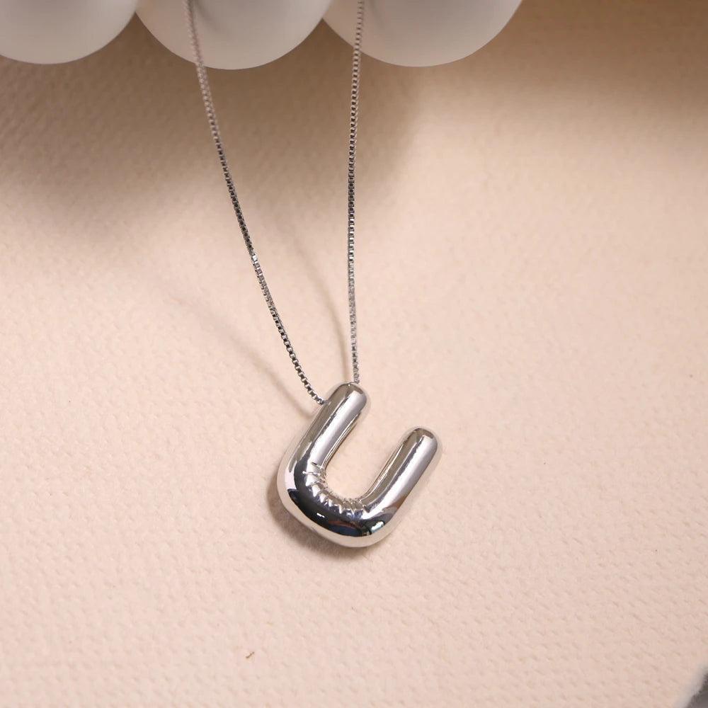 monogram balloon font necklace (silver) - basil boutique