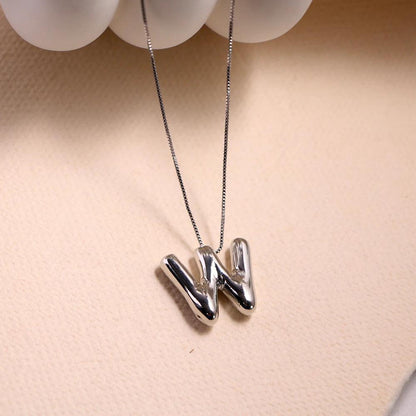 monogram balloon font necklace (silver) - basil boutique