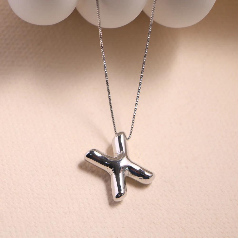 monogram balloon font necklace (silver) - basil boutique