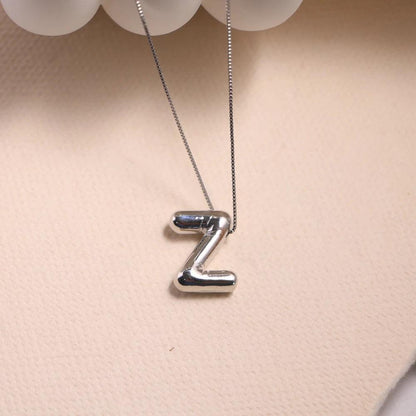 monogram balloon font necklace (silver) - basil boutique