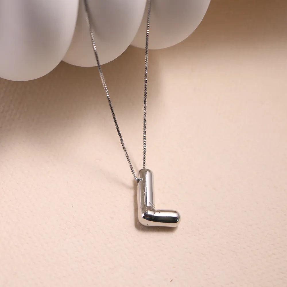 monogram balloon font necklace (silver) - basil boutique