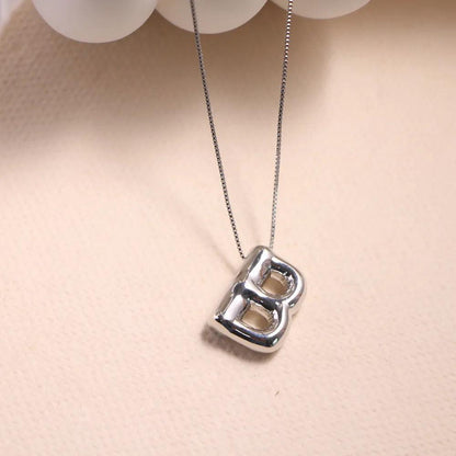 monogram balloon font necklace (silver) - basil boutique