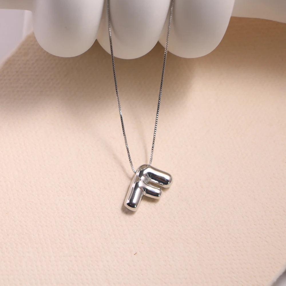 monogram balloon font necklace (silver) - basil boutique