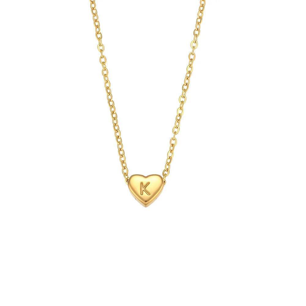 monogram heart charm necklace - basil boutique